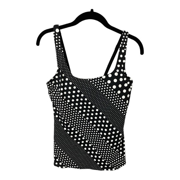 Lands’ End Black‎ and White Polka Dot Square Neck Tankini Top Size 4 NWT - Picture 1 of 7